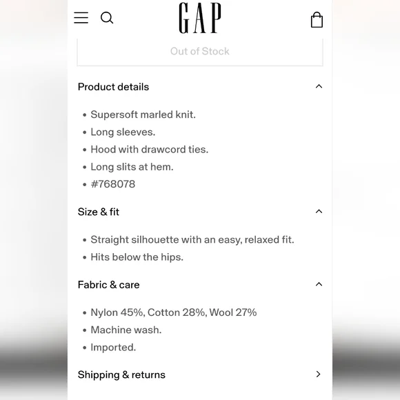 GAP Marled Knit Hooded Pullover - Heather Gray - Picture 3 of 13